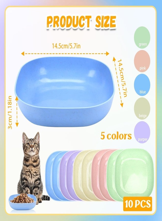 TKOnline 10 Pcs Cat Food Bowl, 5.7 Inch Plastic Shallow Pet Food and Water Dish for Whisker Fatigue Relief, Wide Cat Wet Feeding Bowls, Small Flat Dish for Indoor Outdoor Kittens Dogs ﻿ - Image 2